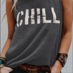 CHILL graphic crew neck tank top